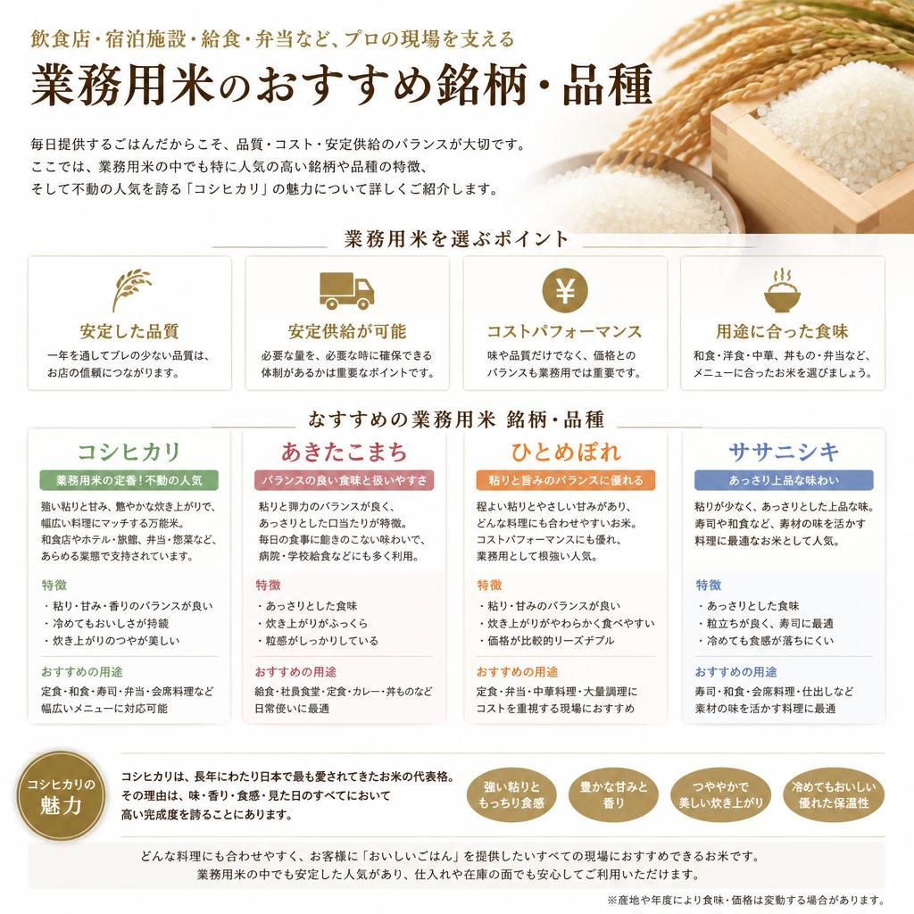 飲食店向けに適したお米の種類