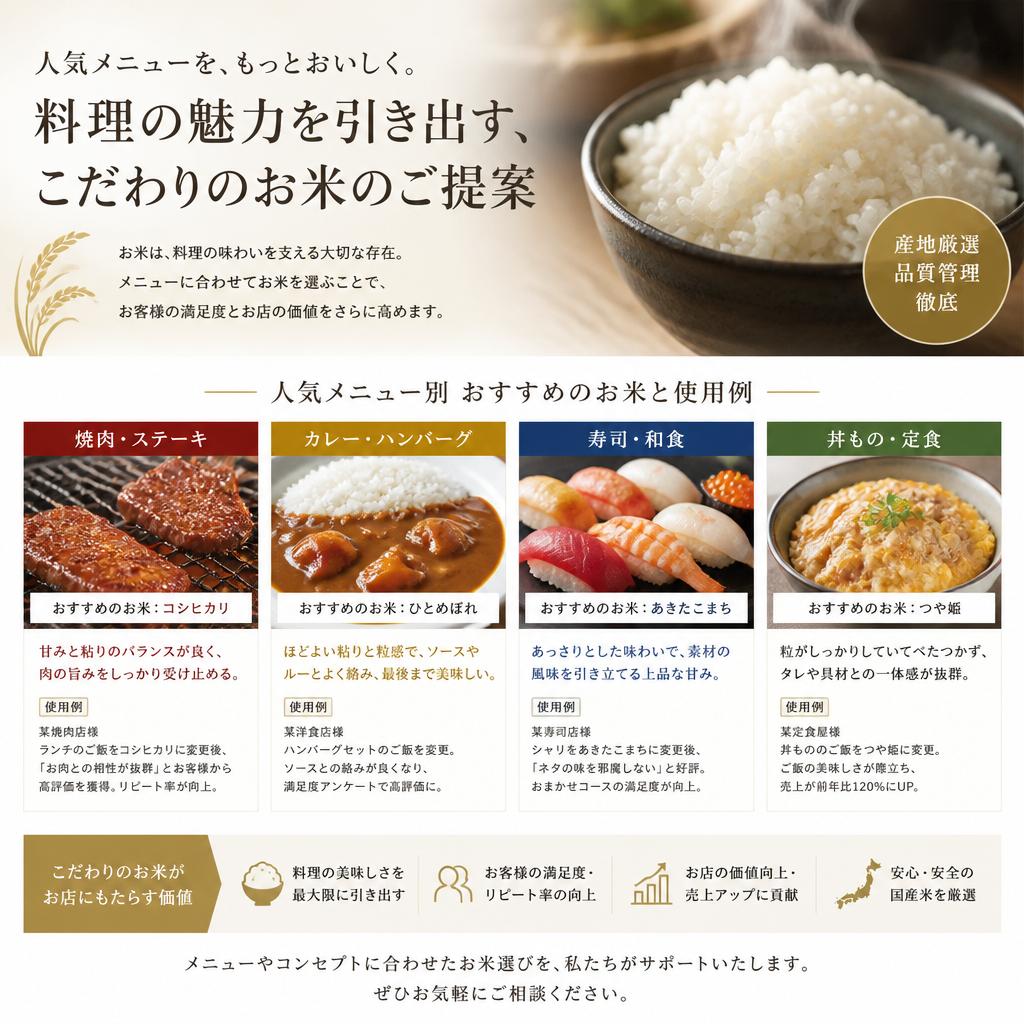 人気の業務用米とその応用