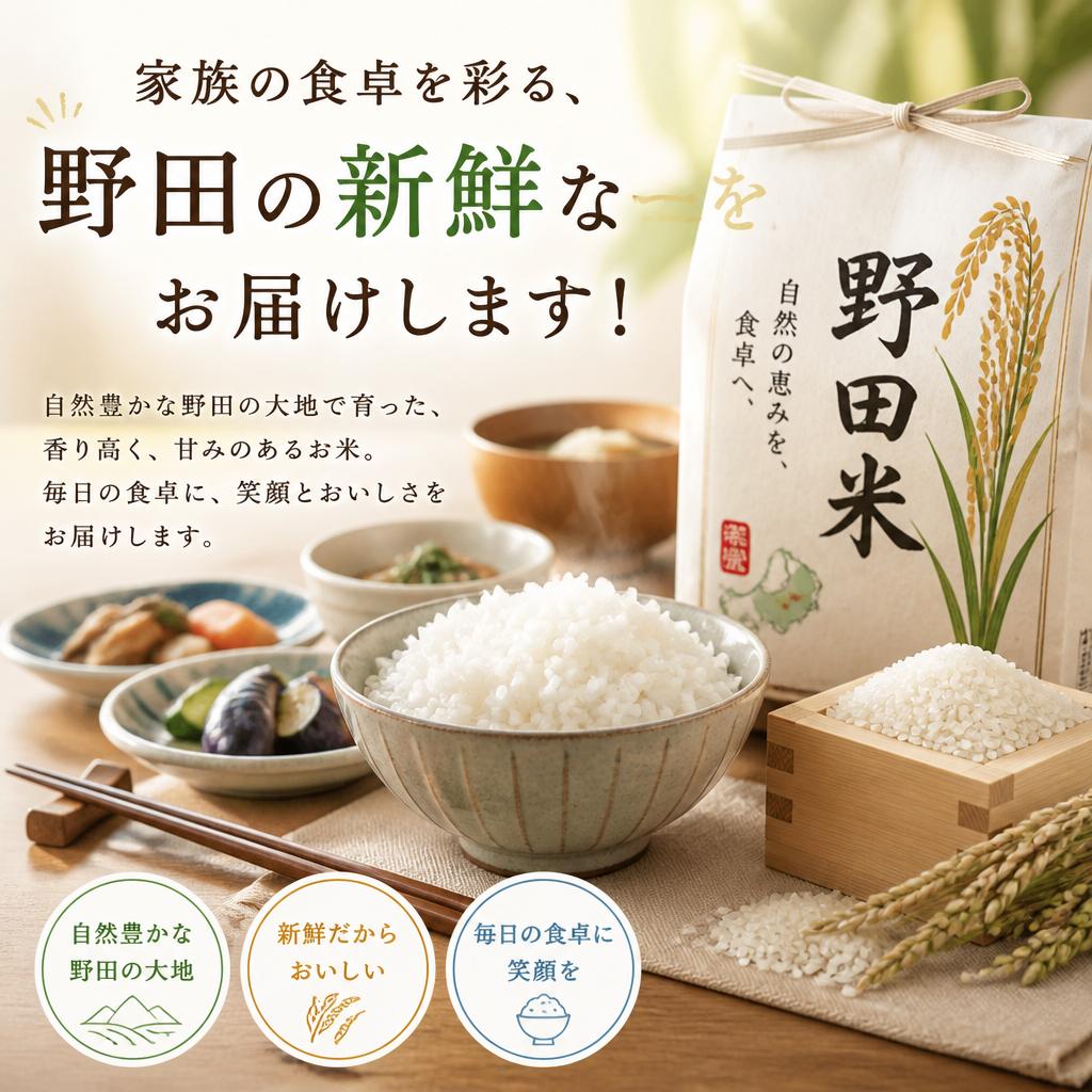 家族の食卓を彩る、野田の新鮮なお米をお届けします！